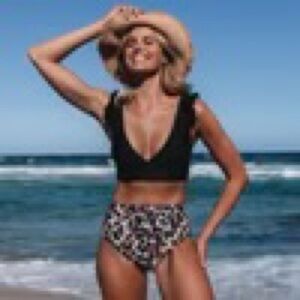 NWT black halter top bikini swimsuit
